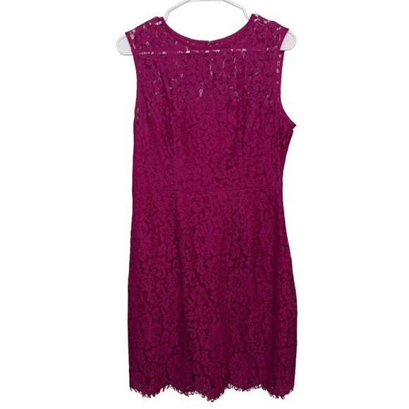 NWT Eva Mendes Magenta Lace Sleeveless Dress With Back Bow Detail Size 8 - Picture 1 of 8
